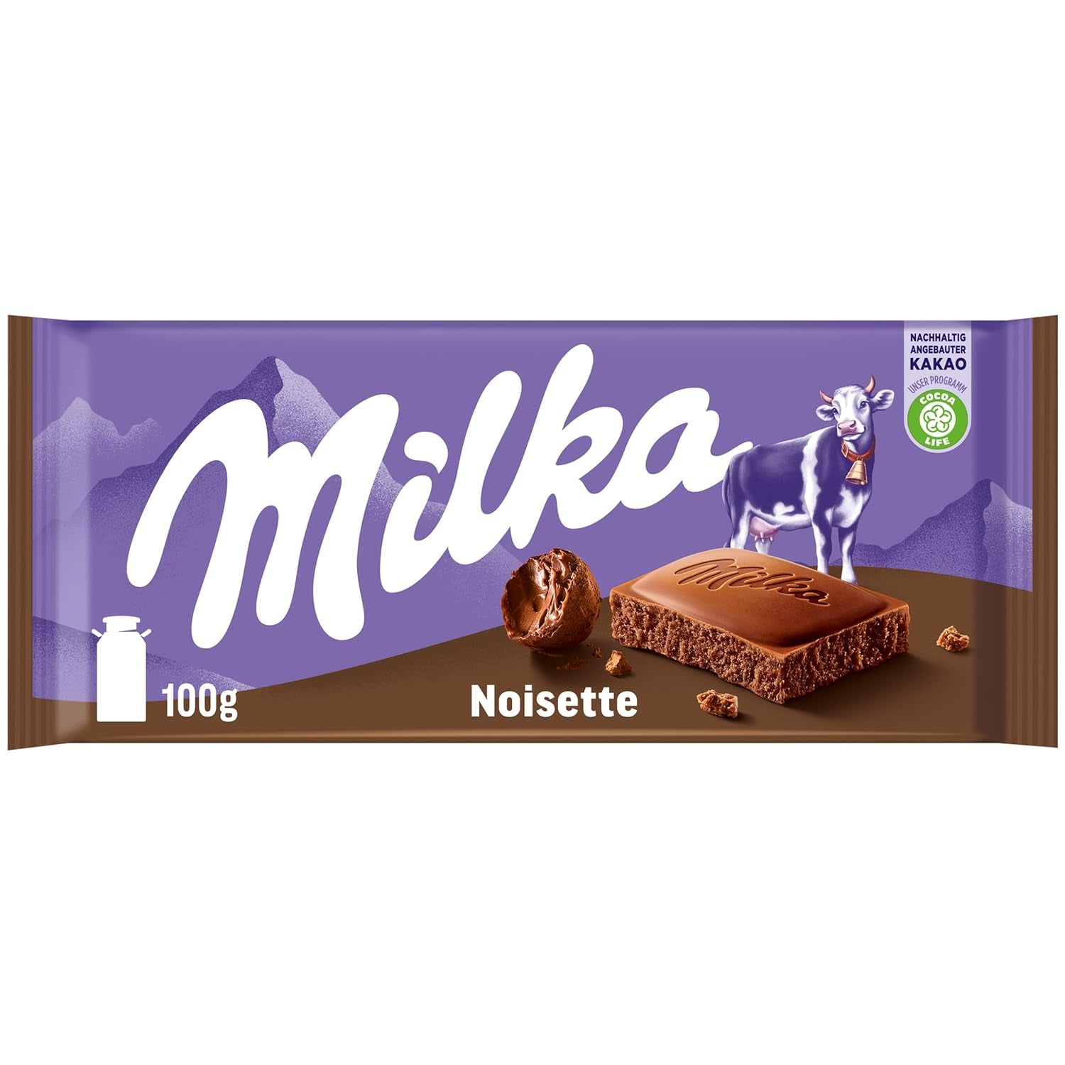 Milka Noisette – Alpejska czekolada mleczna z delikatnym i kremowym nadzieniem z orzechów laskowych – 25 x 90g