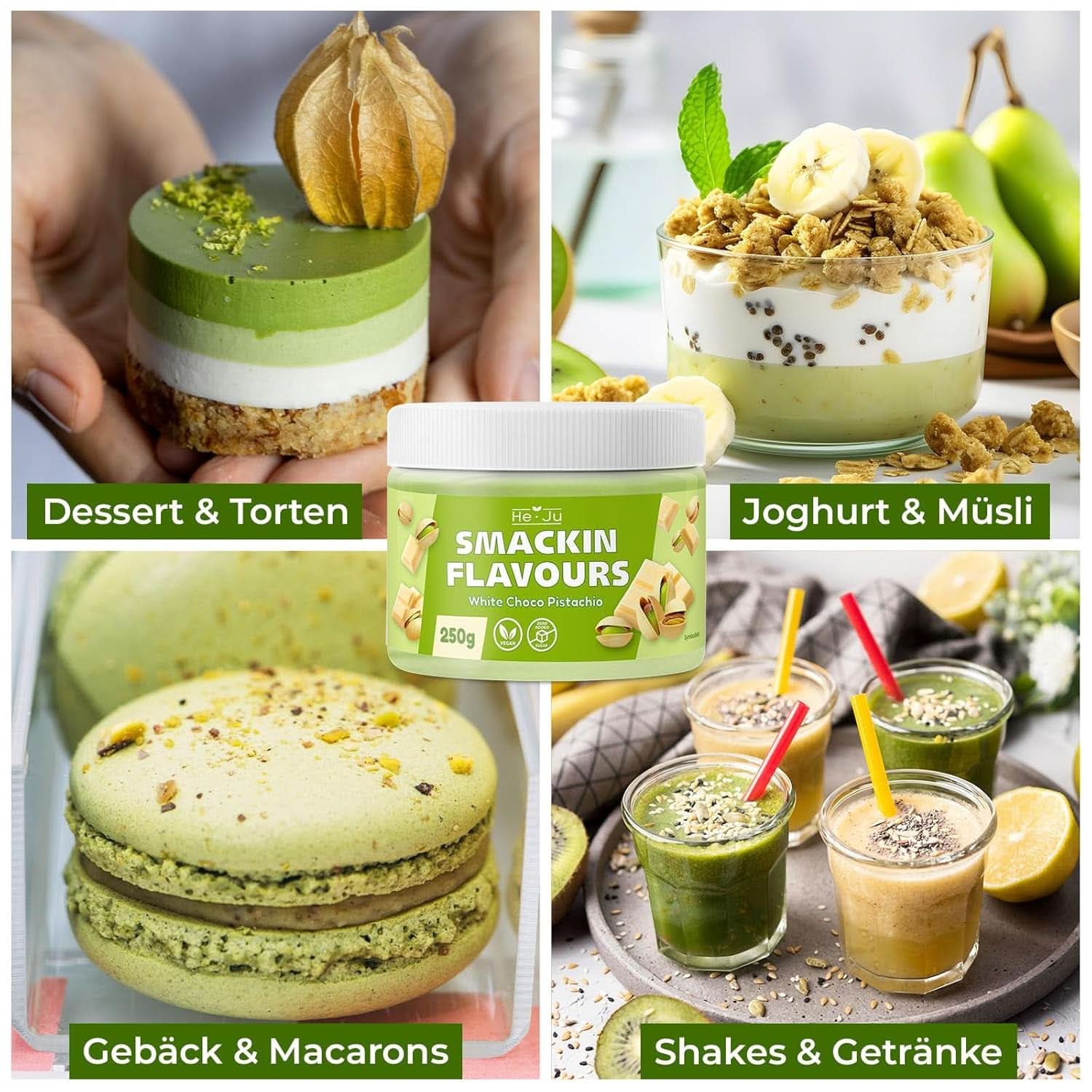 He-Ju, Proszek o smaku białej czekolady i pistacji, 250 gramów Naty Shop Flavours