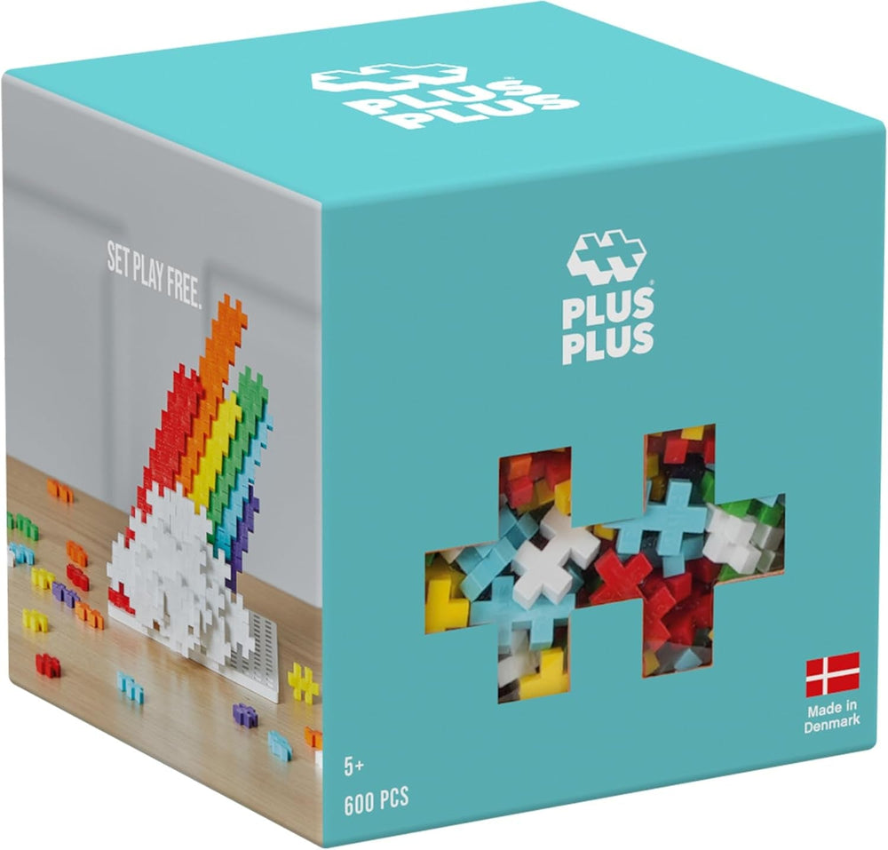 Plus-Plus 9604262 Geniales Konstruktionsspielzeug, Regenbogen, Kreativ-Bausteine Tube, 240 Teile