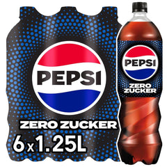 Pepsi Zero Sugar, Napój bez cukru, cola z kofeiną, zestaw 6 x 1,25 litra Napoje bezalkoholowe Naty Shop Nowa Wersja