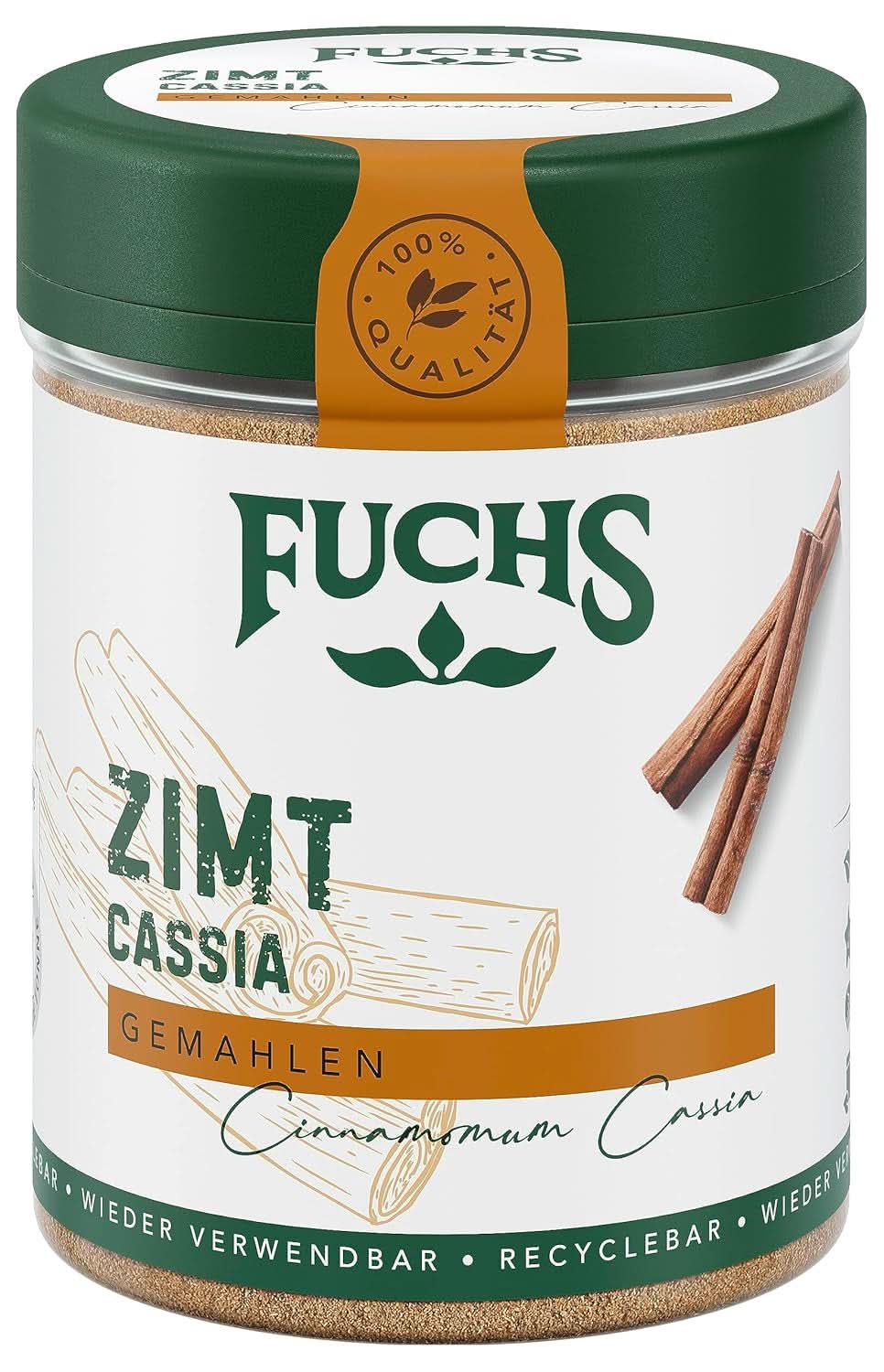 Fuchs Mielony Cynamon Cassia - Do aromatyzowania ciast, deserów lub herbat, 45 gramów Przyprawy Naty Shop