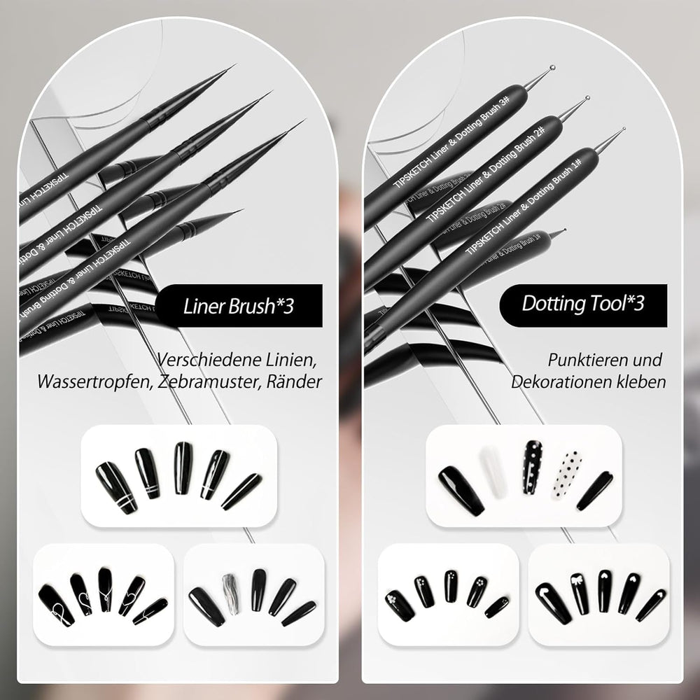 Nagel Pinsel 8 Stück Pinsel Für Gelnägel,Nageldesign Gel Pinsel Dotting Painting Line Pen Für Nagellack Gel Acryl Nagel Pinsel Nailart Kit Acryl Pinsel Fineliner Nägel Selber Machen