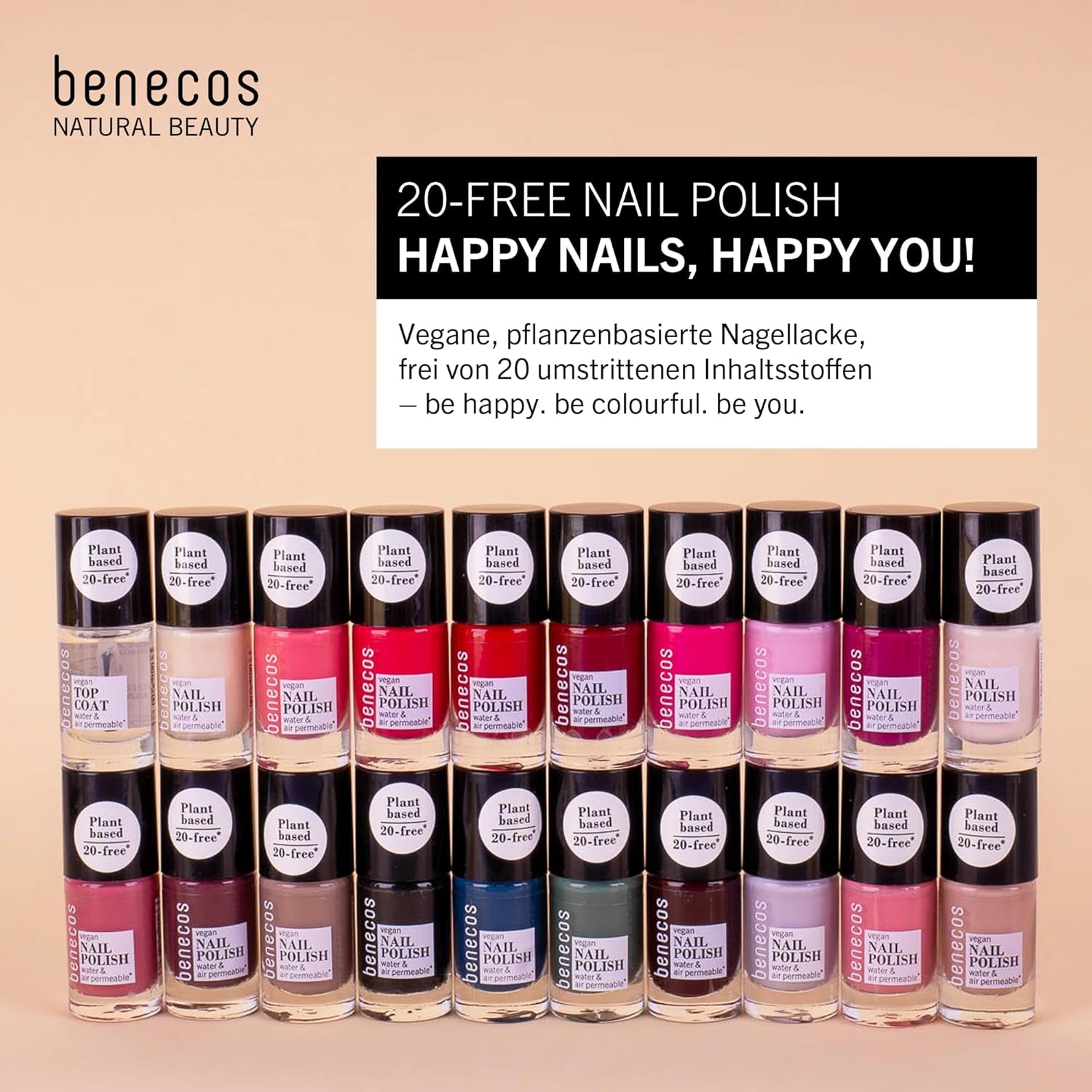 Benecos 20-Free Mysterious Vegan Nail Polish - Lakier do paznokci na bazie roślin - Szybkoschnący, długotrwały - Przepuszczalny dla wody - Wzbogacony biotyną - 5ml