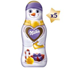 Milka Snowman Friends Alpine Milk - Mini bałwanki z delikatnej czekolady z mlekiem alpejskim - 5 x 15g