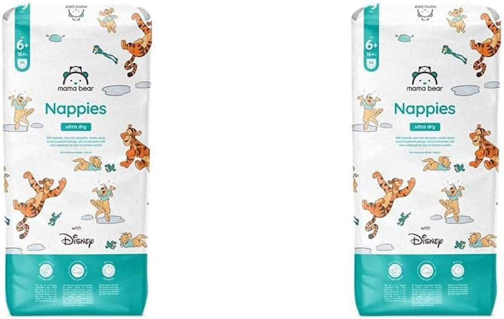 Pieluchy Mama Bear Disney Ultra Dry Rozmiar 4 (8-14 kg), Białe, 84 sztuki (1 opakowanie) Naty Shop Rozmiar 6+ (16+ kg) (2 sztuki) Opakowanie indywidualne