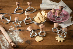 MARCATO Formă de ravioli și fursecuri, Aparat de ravioli, Forme de fursecuri, Lemn masiv și aluminiu turnat, Fabricat în Italia, Ștampilă pătrată de 58 mm