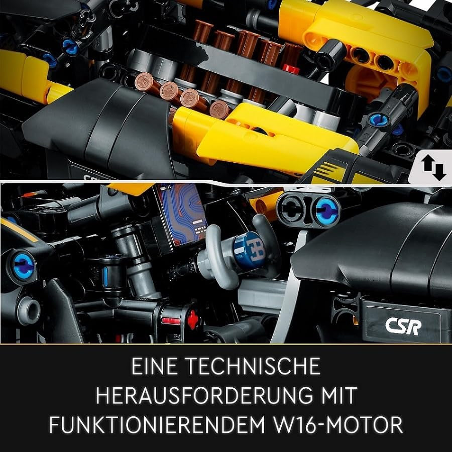 LEGO Technic Samochód wyścigowy Bugatti, zestaw modeli do składania samochodów, zabawkowy samochód sportowy, kultowy zestaw samochodów kolekcjonerskich, zabawki do budowania od 9 lat 42151 Zestawy konstrukcyjne Besuche w sklepie LEGO