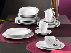 Seltmann Weiden 001.706904 Set de veselă combinat Trio Highline, 30 de piese, 36,5 x 31,2 x 36,9 cm, Alb