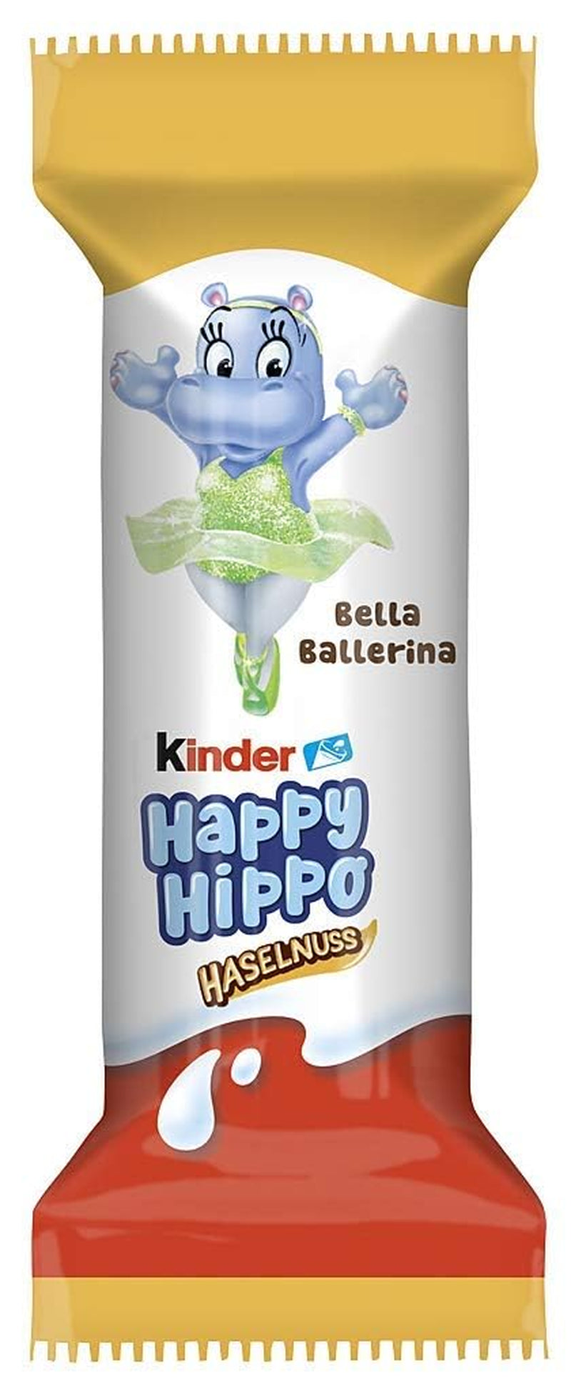 Kinder Happy Hippo Hazelnut - Specjalne chrupiące wafle z mlekiem i kremem z orzechów laskowych - Słodycze karnawałowe i Mardi Gras - 1 opakowanie zawierające 5 pojedynczych batonów po 20,7 g każdy