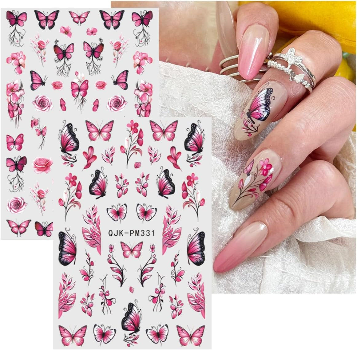 JMEOWIO Nagelsticker Blume 10 Blatt Nail Art Sticker Selbstklebend Nagelaufkleber Frühling Sommer Floral Dekoration Nageldesign Zubehör