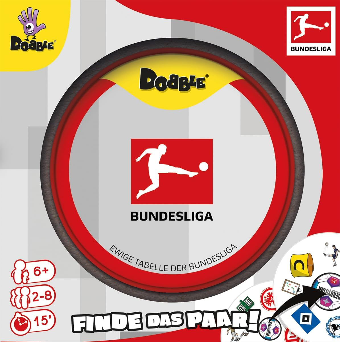 Dobble Bundesliga, gra rodzinna, gra karciana, 2-8 graczy, wiek 6+, 15 minut, język niemiecki