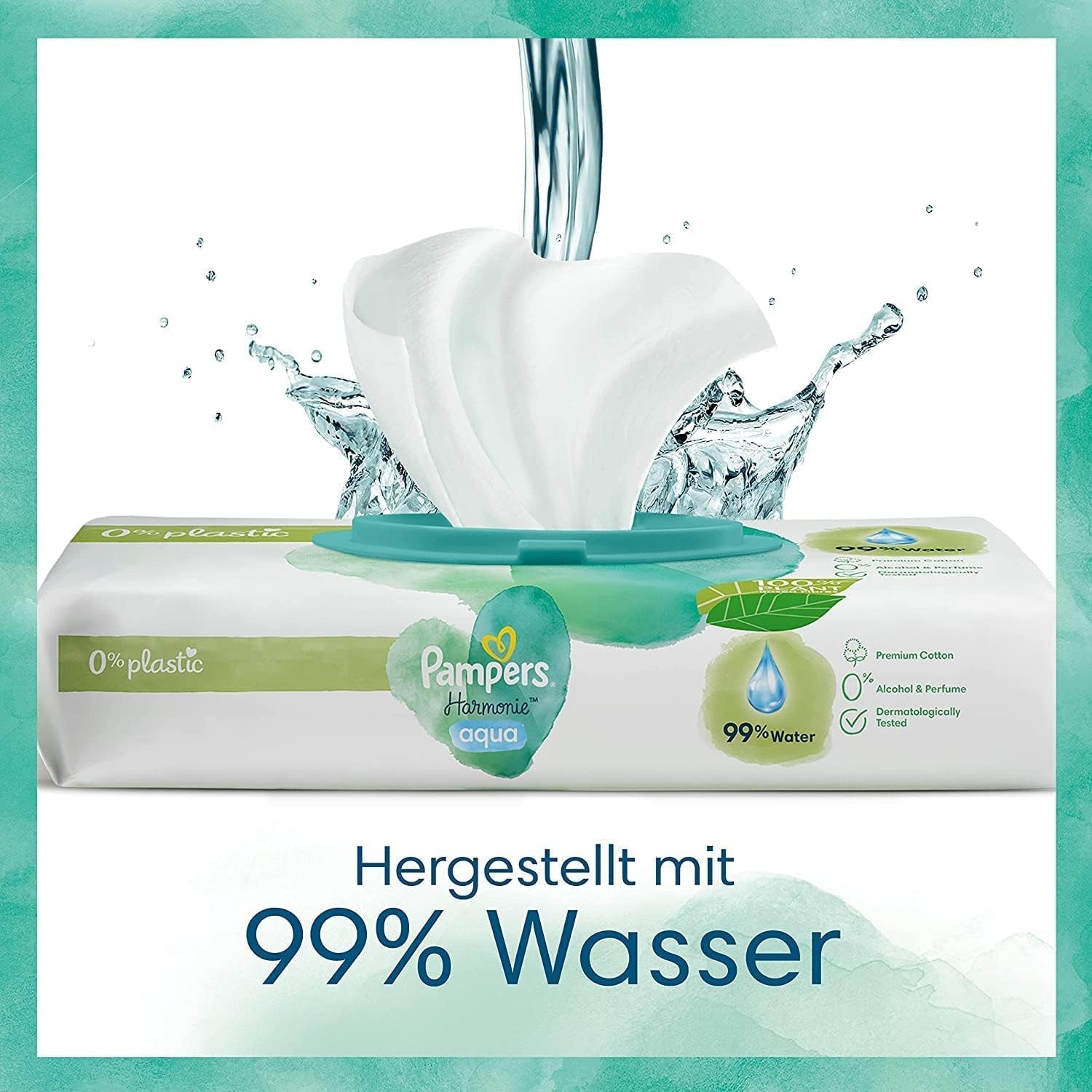 Zestaw pieluszek Harmonie Aqua Rozmiar 1 (2-5 kg, 180 szt.), Rozmiar 2 (4-8 kg, 240 szt.), Half Moon Box i chusteczki Aqua Baby, 720 chusteczek (15 x 48), Zestaw startowy dla niemowląt
