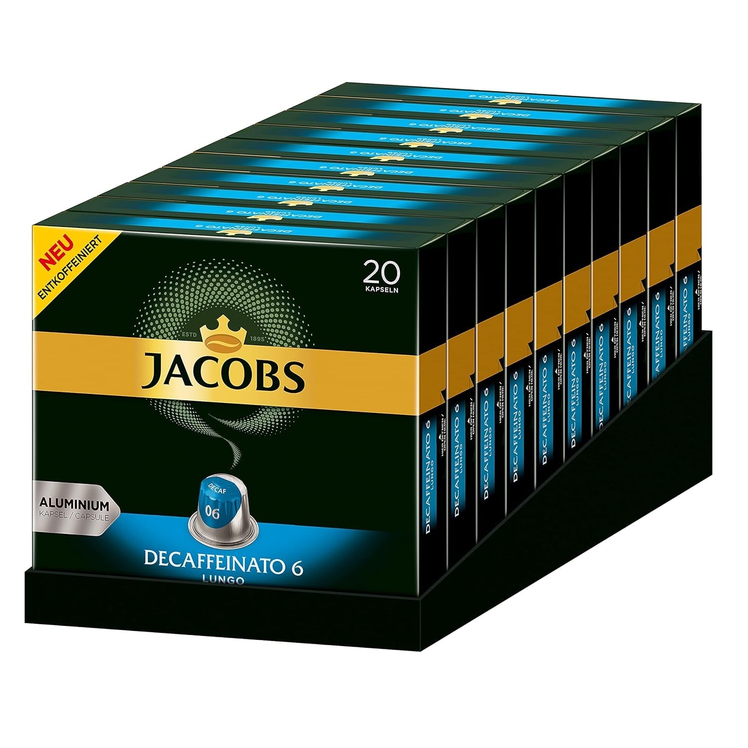 Kaffeekapseln Lungo Classico, Intensität 6 von 12, 10 x 20 Getränke & Kaffeekapseln Lungo Decaffeinato- Intensität 6- 200 Nespresso kompatible Kapseln, 10er Pack, 10 x 20 Getränke