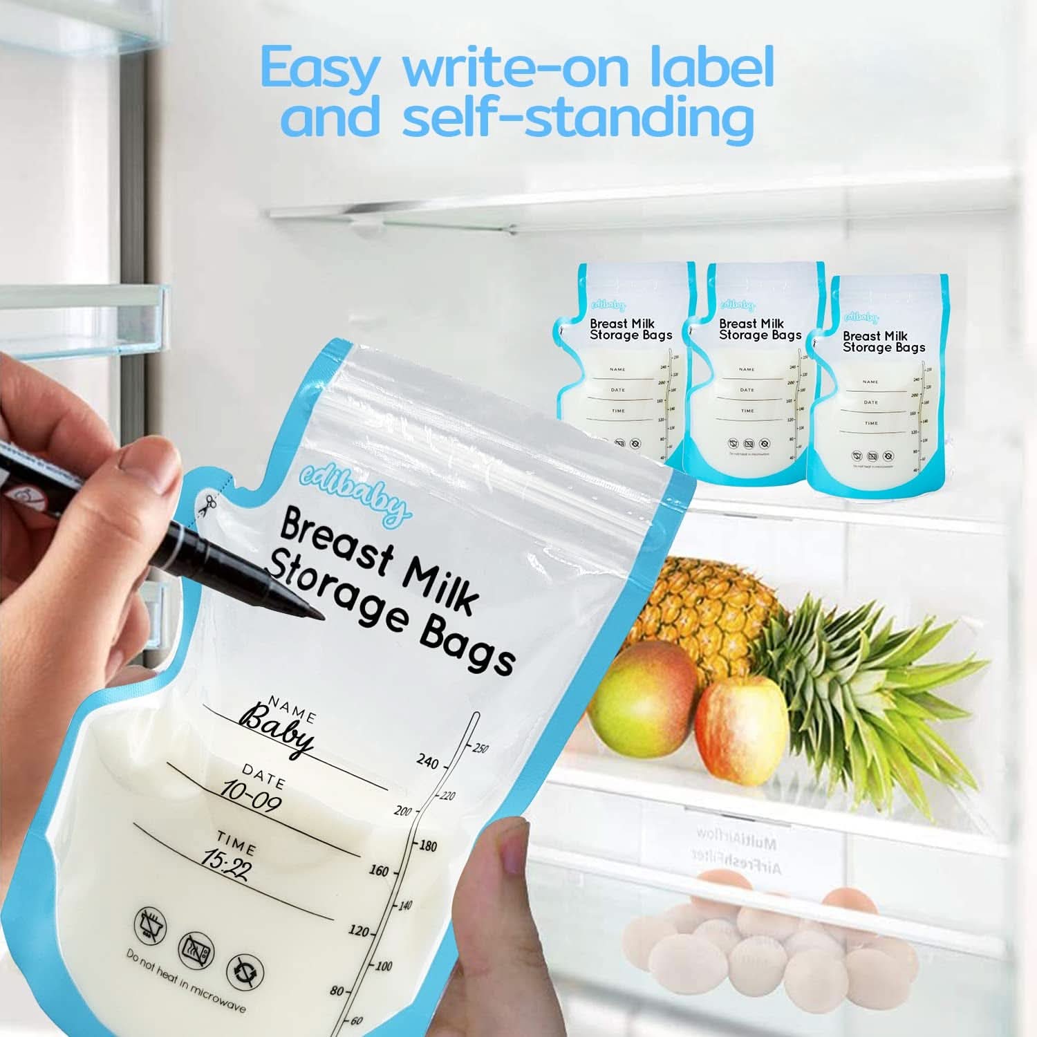 Edibaby, Worki na mleko matki, 100 sztuk, Sterylizowane, bez BPA Akcesoria Żywność i karmienie piersią Sklep Bebe Naty