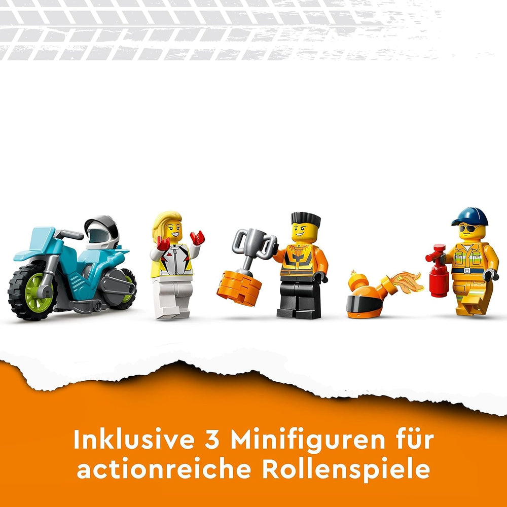 LEGO 60357 City Stuntz Stunttruck mit Feuerreifen-Challenge, mit schwungradbetriebenem Motorradspielzeug und Minifiguren, lustiges Geschenk für Kinder ab 6 Jahren, 2023 Set