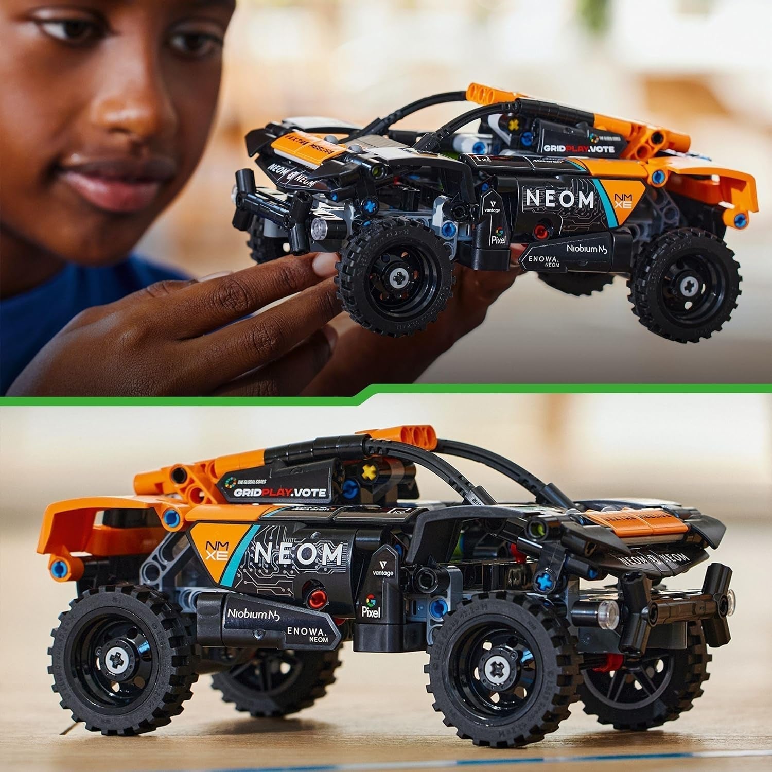 LEGO Technic Zestaw samochodów wyścigowych NEOM Mclaren Extreme E, zabawka silnikowa dla dzieci, napędzany wiatrem samochód do zbudowania, prezent techniczny dla chłopców i dziewcząt w wieku 7 lat 42166 Zestawy do budowania Besuche w sklepie LEGO