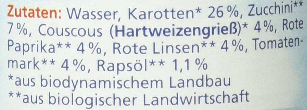 Ekologiczny gulasz z soczewicy z kuskusem (od 6 miesiąca życia), 190 g