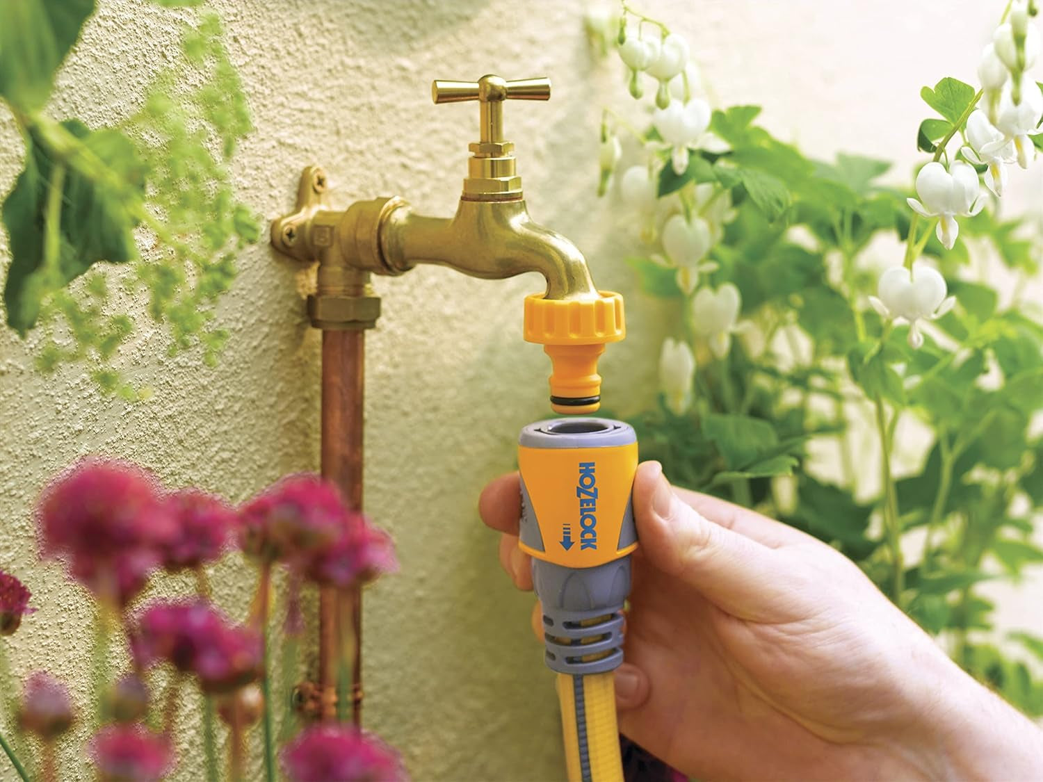 HOZELOCK - 2 Cuple Furtun Plus Ø 12,5 mm - 15 mm (1/2"- 5/8") Soft Touch: Racord furtun impermeabil, antiderapant, flexibil și extins care previne răsucirea și picurarea [2050P0025]