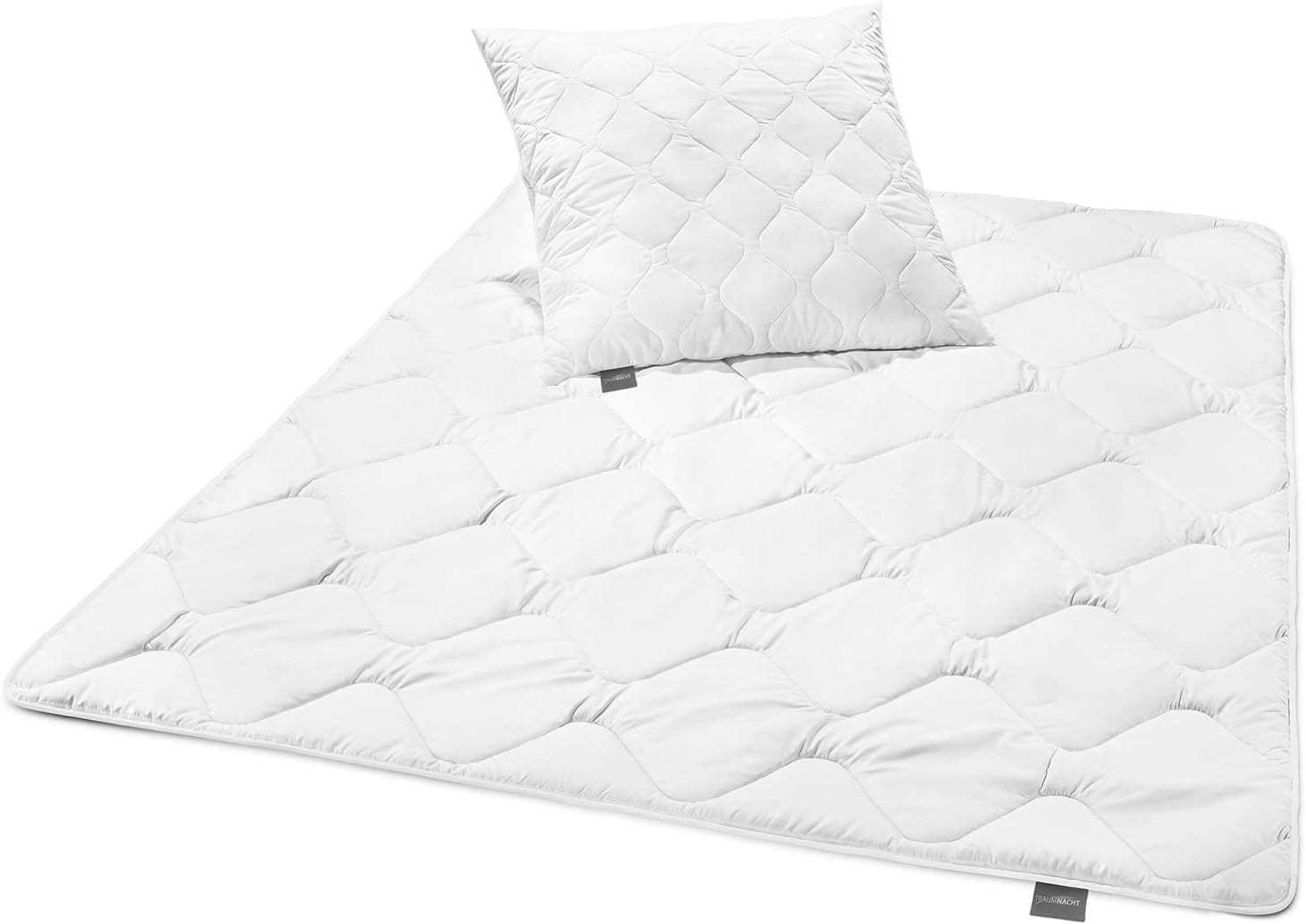 Traumnacht Cozy - Set de pat 4 sezoane, 1 X plapumă divizibilă 135 X 200 Set și 1 X pernă 80 X 80 Cm, certificat Ã-ko Tex, alb, dezvoltat în Germania ,( pachet de 2 ) Plapumi si pilote Naty Shop Plapumă Mono pentru toate anotimpurile 135 X 200 Set