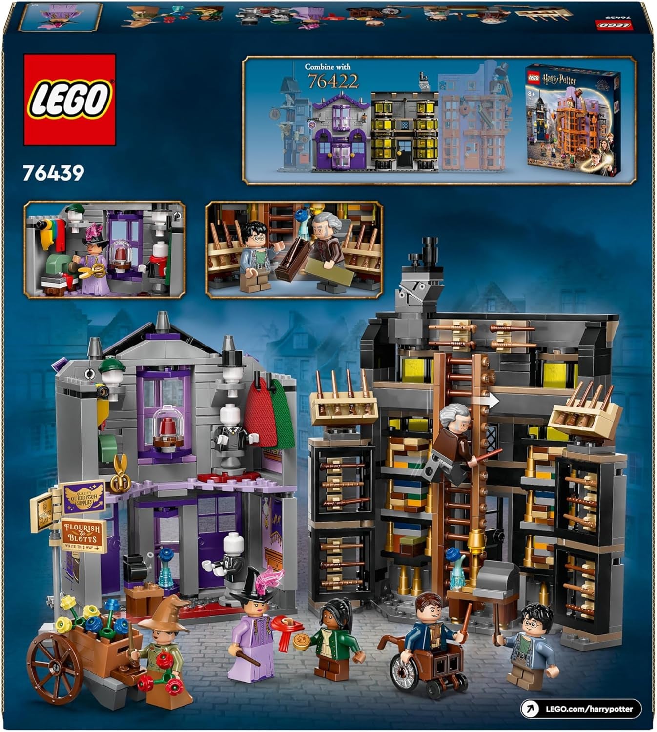 LEGO Harry Potter Ollivanders i kostiumy Madam Malkin, Krainy Ulicy Pokątnej, Zestaw dla dzieci, Zabawki czarodziejskie, Fantazyjne prezenty dla dziewcząt, chłopców i fanów od 8 lat 76439 Zestawy do budowania Besuche w sklepie LEGO