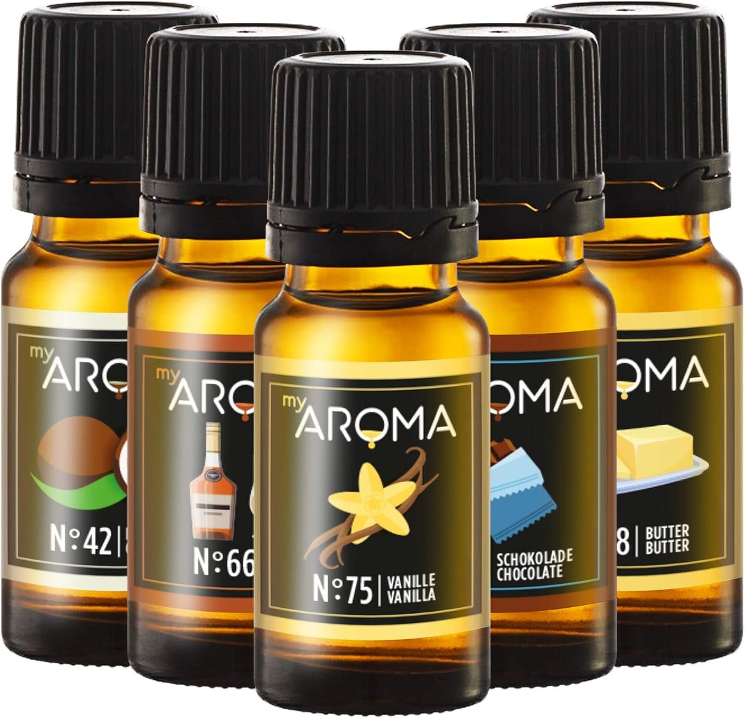 Myaroma | Zestaw: Las i łąka - Czysty naturalny aromat o smaku owocowym i o smaku owocowym (5 x 10 ml) | Słodziki bez cukru i niesłodzone Naty Shop Cukiernia