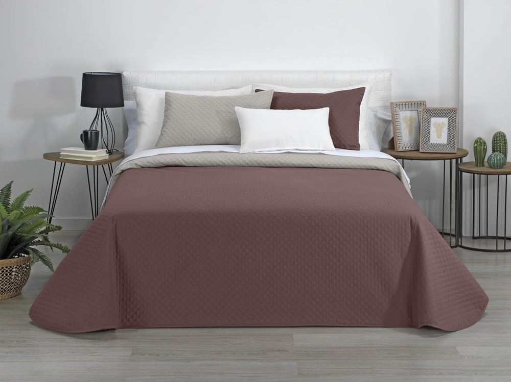 Estoralis | AVA | Dwustronna kołdra butikowa | Na wszystkie pory roku | Kolor - Beżowy/Brązowy | Do łóżka 120/135 cm. łóżko. (230 x 270 cm. Ancho X Alto) | Pikowana kołdra Kołdry i kołdry Naty Shop Tytuł domyślny