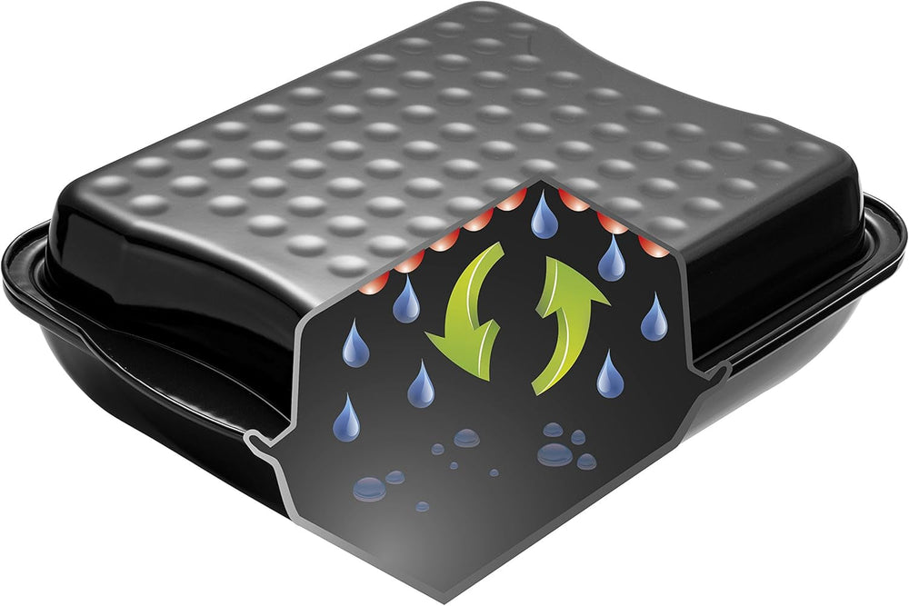 Dr. Oetker Maxi-Bräter Mit Deckel BACK-IDEE KREATIV, Brat- Und Auflaufform Aus Hochwertigem Stahlblech Mit Emaillierung, Eckige Form, Schnitt- Und Kratzfest - Spülmaschinengeeignet w Schwarz Formy i blachy do pieczenia Naty Shop