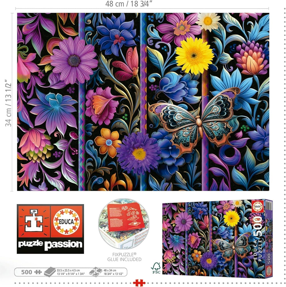 Educa - Puzzle de 500 piese pentru adulti | Badda Bloom. Dimensiuni: 48 X 34 cm. Include lipiciul de puzzle Fixpuzzle. Pentru 11 ani (19909) Puzzle Naty Shop