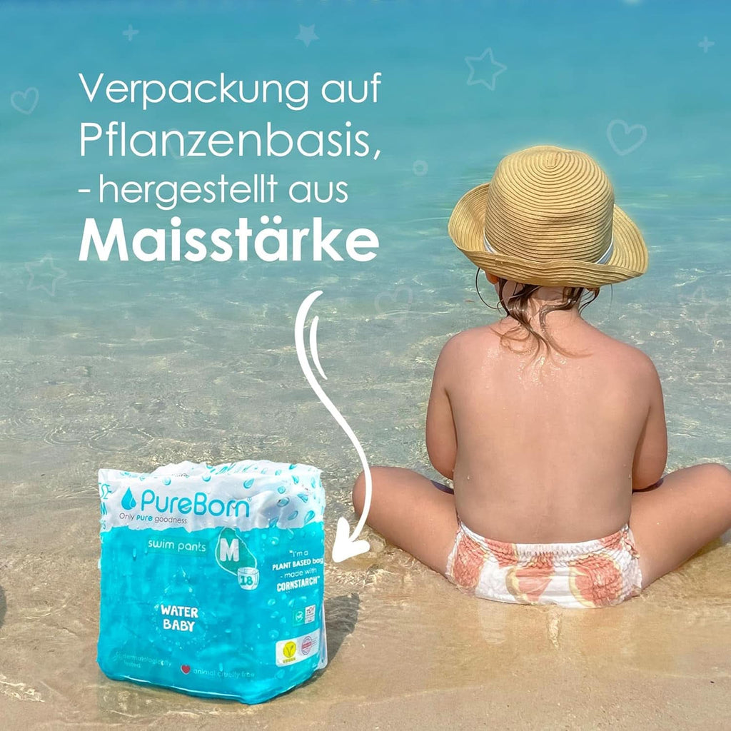 Scutece de inot Pureborn, pantaloni de baie pentru bebelusi pentru plaja si piscina, ultra moi, elastice Mama si Copilul Naty Shop