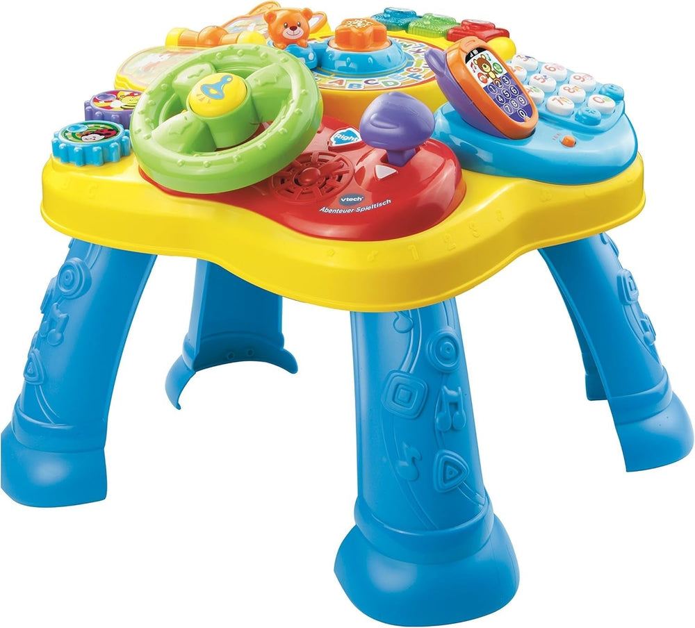 Vtech Baby Adventure Play Table - Masă de joacă colorată pentru bebeluși cu 6 terenuri de joc și elemente interactive - Învață culorile, numerele, animalele, muzica și formele prin joacă - Pentru copii cu vârsta cuprinsă între 12-36 luni Jucarii Bebe Naty Shop Titlu implicit