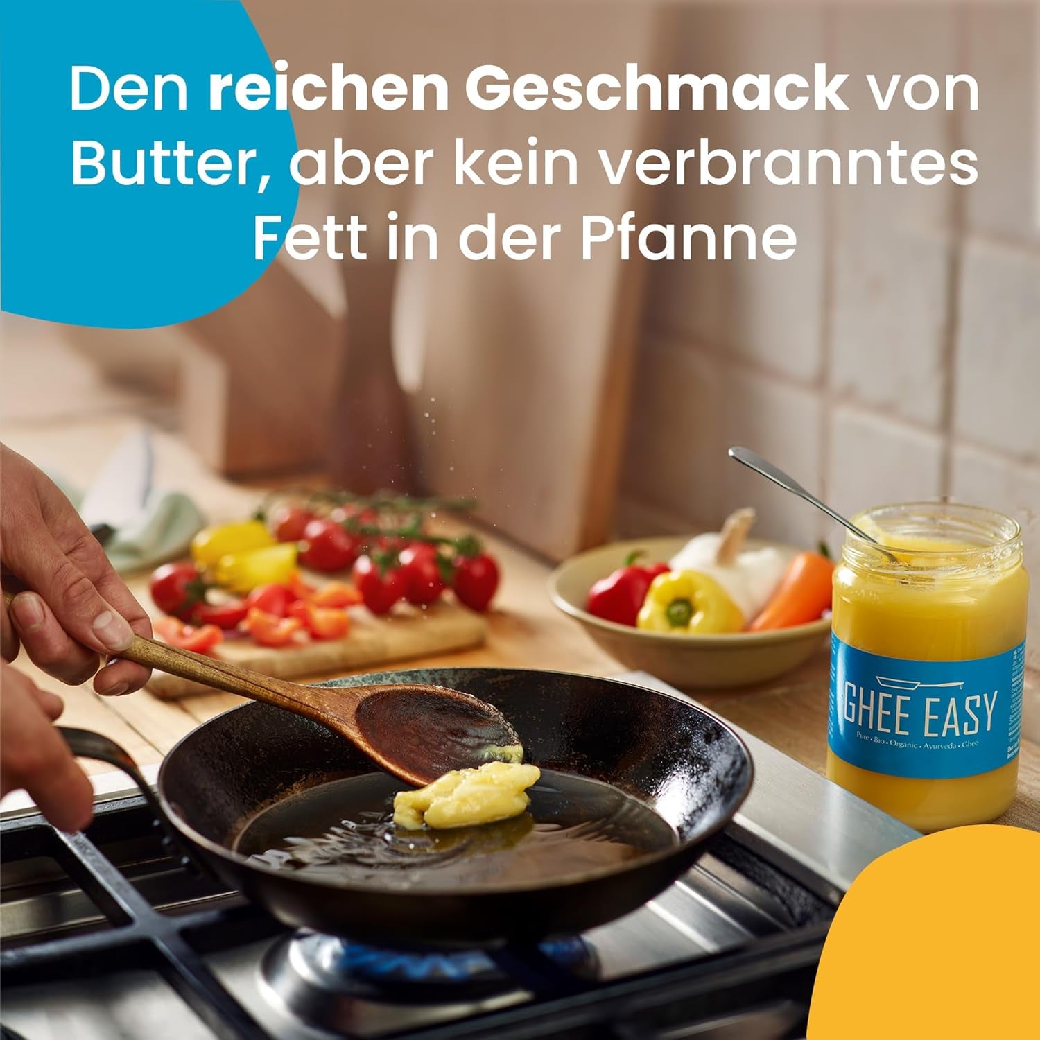 Ghee Easy 850g Ghee Bio von Grasgefütterten Kühen - Masło Ghee ohne Zusatzstoffe - Zertifiziert Organisch & Biologisch - Hochreines Ayurveda Ghee ohne Laktoza i Gluten - 100% Europäisch