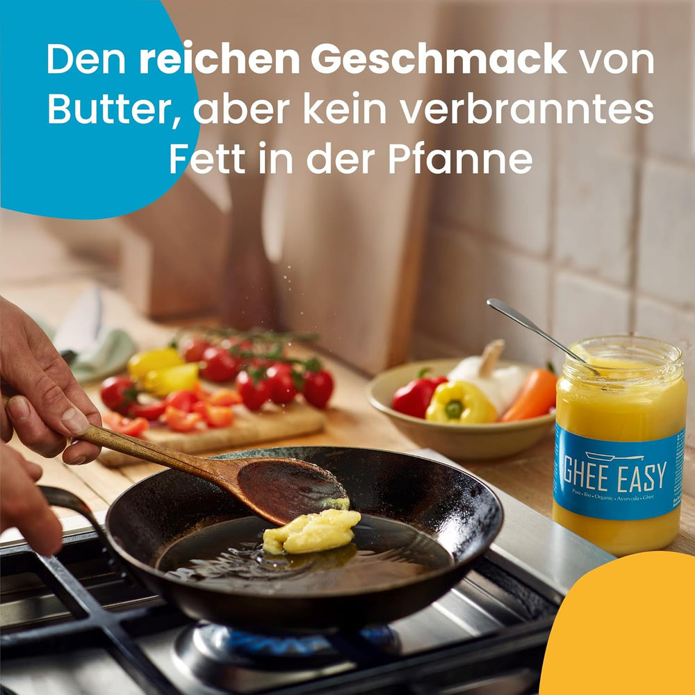 Ghee Easy 850g Ghee Bio von Grasgefütterten Kühen - Masło Ghee ohne Zusatzstoffe - Zertifiziert Organisch & Biologisch - Hochreines Ayurveda Ghee ohne Laktoza i Gluten - 100% Europäisch