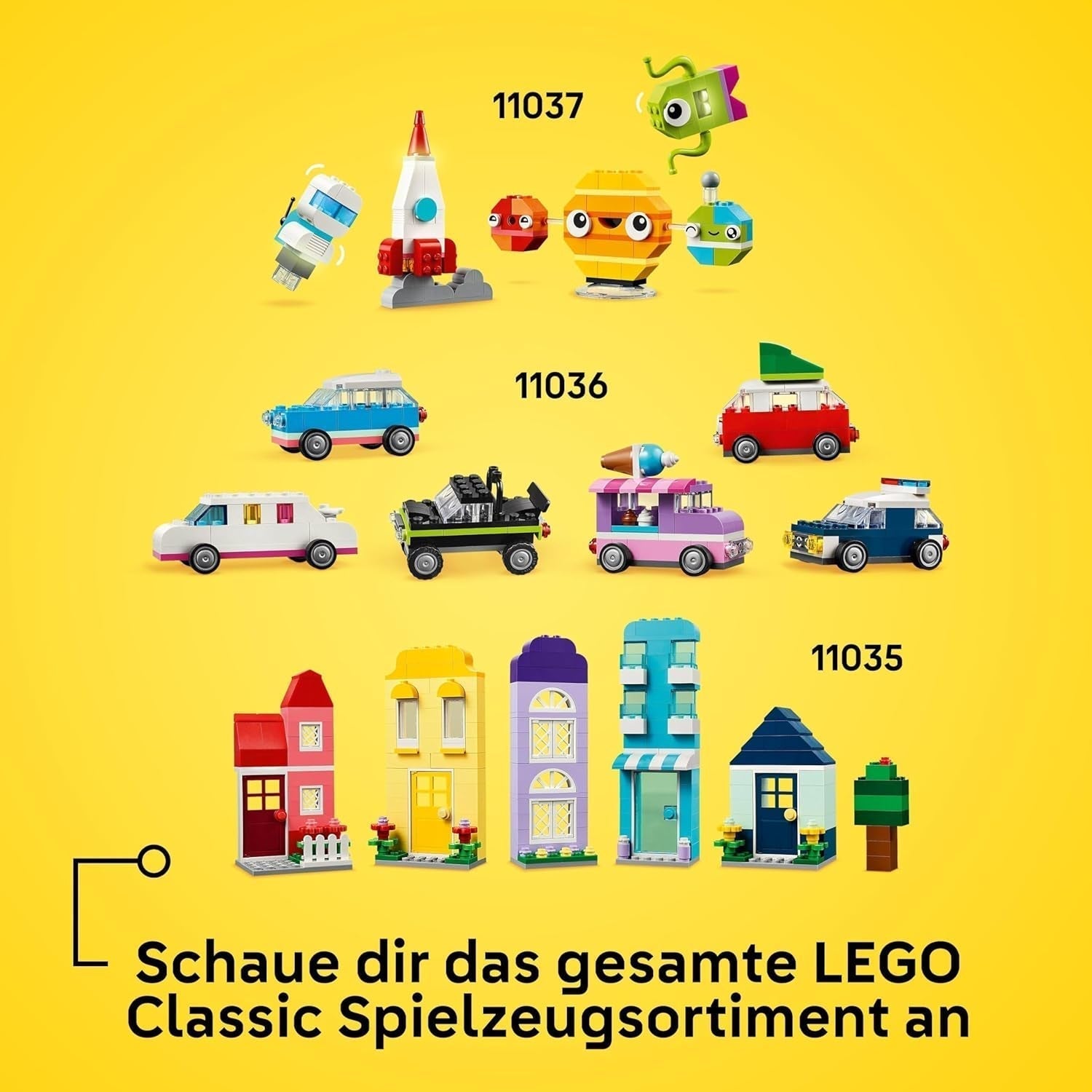 LEGO Classic Kreatywne zwierzęta, pudełko z kolorowymi klockami, klocki do zbudowania figurek zwierząt, takich jak pies, kot, królik, chomik i ptak, zabawka konstrukcyjna dla chłopców i dziewcząt od 5 lat 11034 Zestawy do budowania Besuche den LEGO-Store