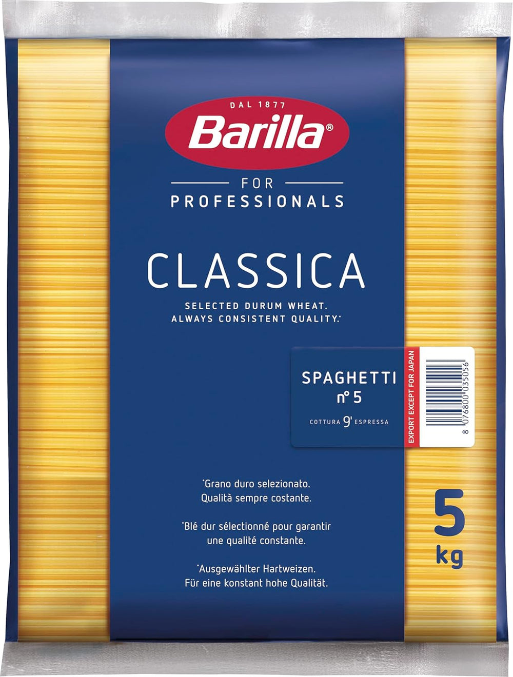 Makaron spaghetti z pszenicy durum Barilla nr. 5 – opakowanie 1 szt. (1x5kg)