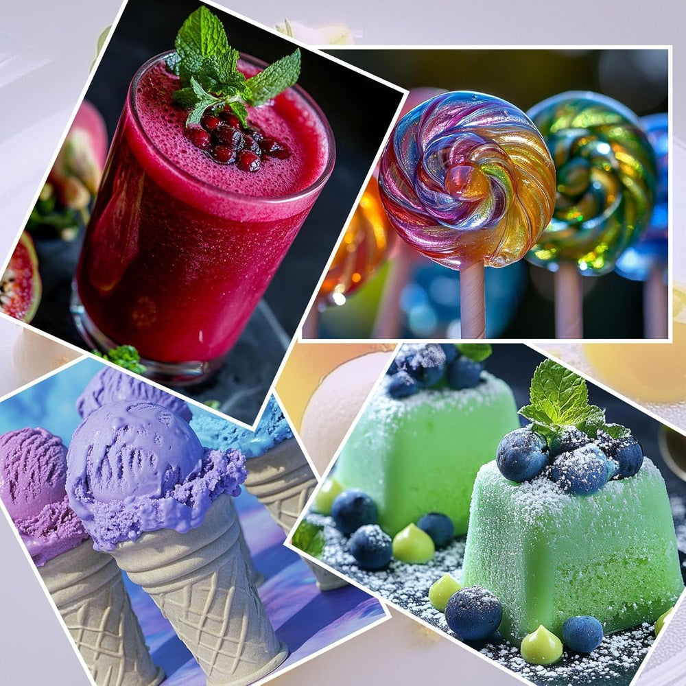 Colorant alimentar pudră - Set de 10 coloranți alimentari, Colorant alimentar pudră concentrată, Colorant alimentar pentru decorarea prăjiturilor, glazură, copt - 5G