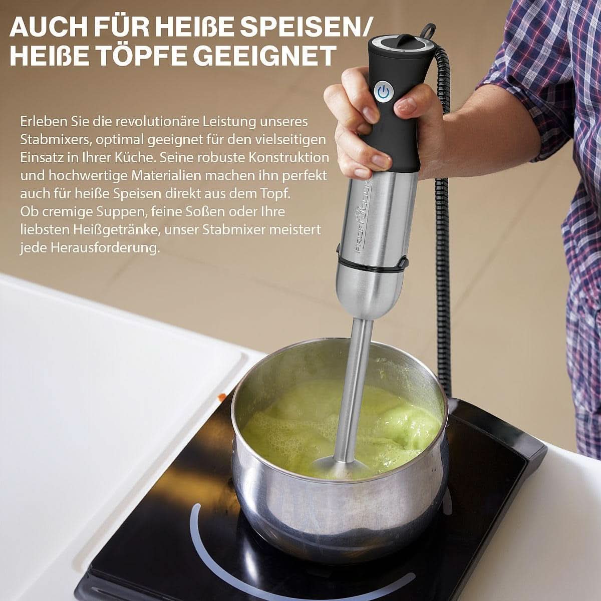 Proficook® 2In1 Mikser stojący i Schneebesen | Stabmixer 1000 Watt Für Mixen, Zerkleinern & Pürieren | Urządzenie do robienia smoothie M. Langem Mixstab | Pürierstab M. Edelstahlgehäuse & Soft Touch-Griff | PC-SMS 1220 Sklep Naty dla matki i dziecka