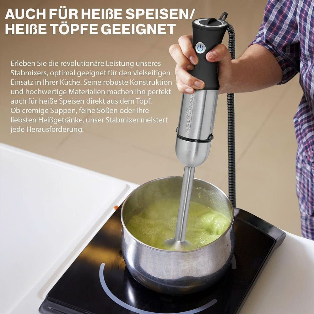 Proficook® 2In1 Mikser stojący i Schneebesen | Stabmixer 1000 Watt Für Mixen, Zerkleinern & Pürieren | Urządzenie do robienia smoothie M. Langem Mixstab | Pürierstab M. Edelstahlgehäuse & Soft Touch-Griff | PC-SMS 1220 Sklep Naty dla matki i dziecka