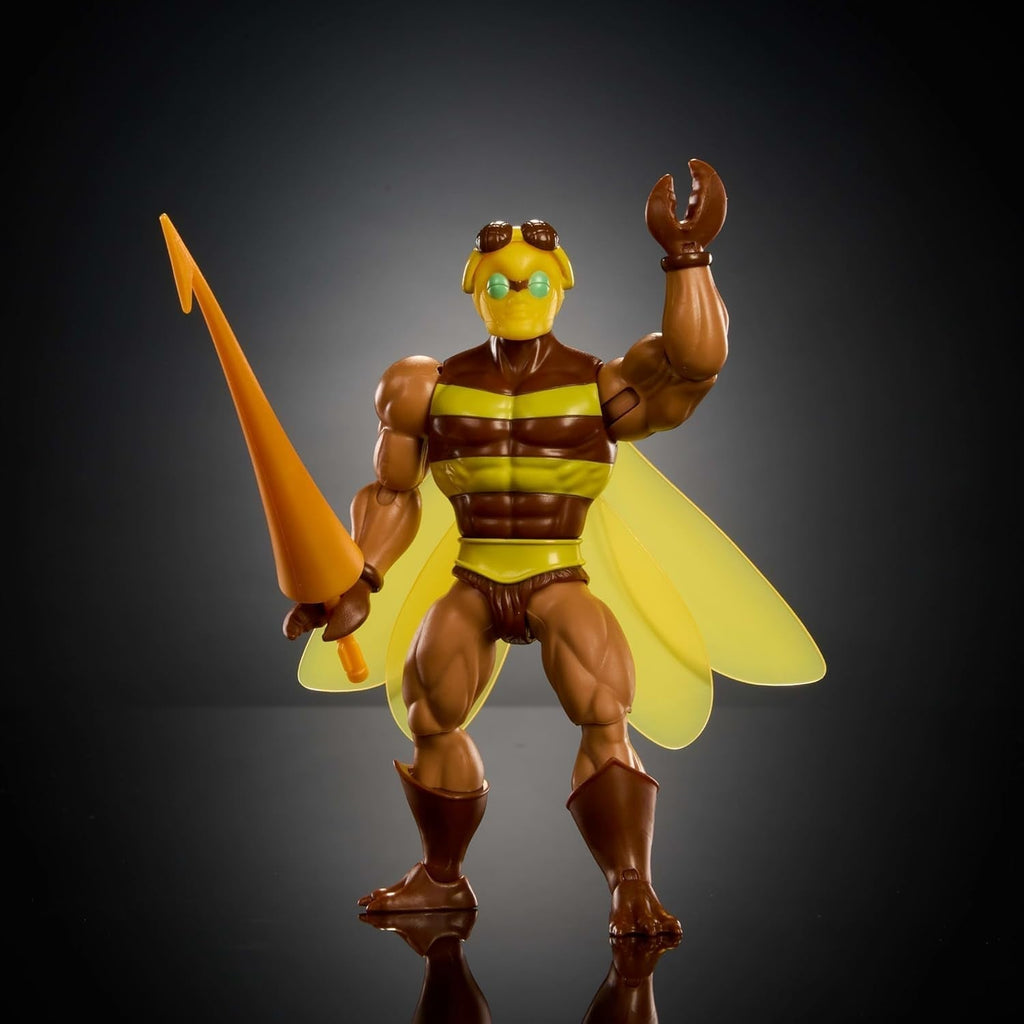 Masters of the Universe Origins Action Figure Buzz-Off din colecția de desene animate, aproximativ 14 cm înălțime, de la televiziunea din anii 1980, Bee Leader cu aripi și ochelari cu Javelin, JBM88 Action figures Naty Shop