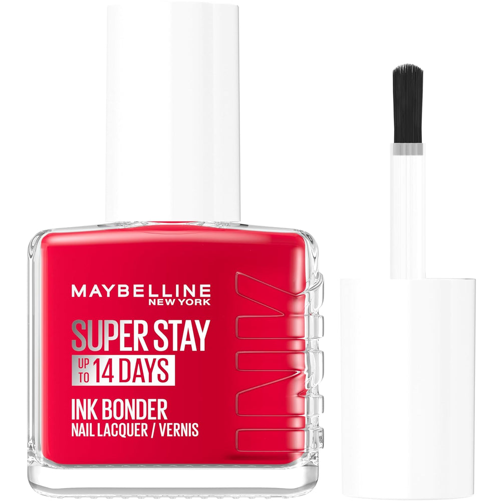 Maybelline New York Super Stay Ink Bonder 008 Passionate Red - długotrwały lakier do paznokci zapewniający mocne paznokcie i intensywny kolor, 12,3 ml