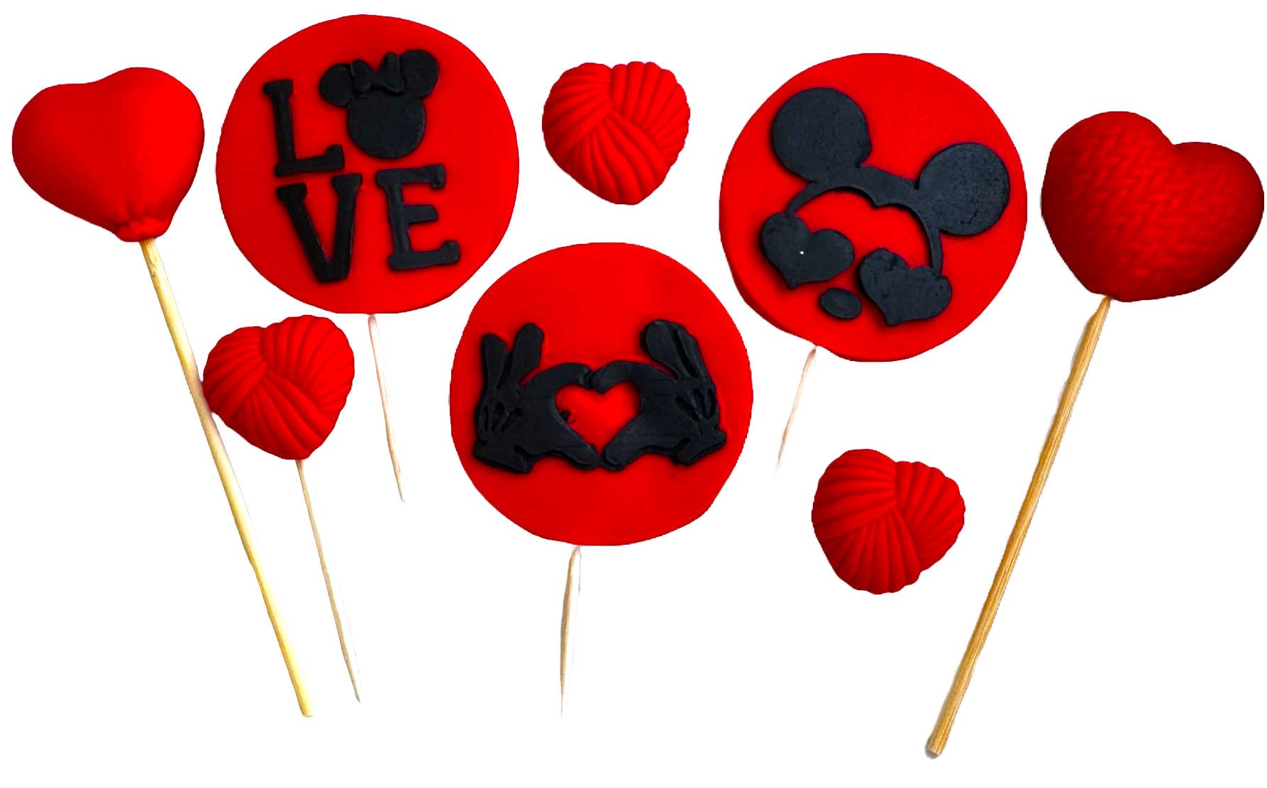 Set 8 decoratiuni comestibile din pasta de zahar, LOVE Decoratiuni din Pasta de Zahar Naty Shop