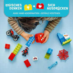 LEGO DUPLO Marvel Spins Motocyklowa przygoda, zestaw fantasy do serialu telewizyjnego Spiderman i jego super przyjaciele, zabawka edukacyjna do budowania i przebudowy dla dzieci w wieku od 2 lat 10424 Zestawy do budowania Besuche den LEGO-Store