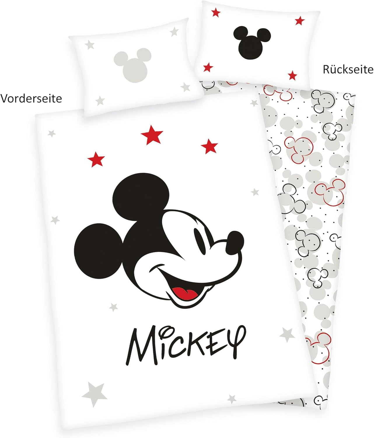 Lenjerie de pat Mickey Mouse, reversibila, 100% bumbac Lenjerie de pat - copii Naty Shop