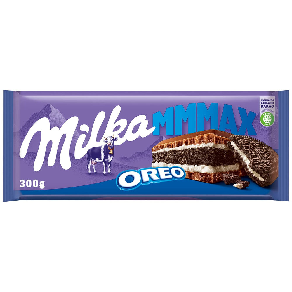 Milka Mmmax Oreo – Alpejska czekolada mleczna z chrupiącymi ciasteczkami Oreo i mleczną śmietanką – 300g