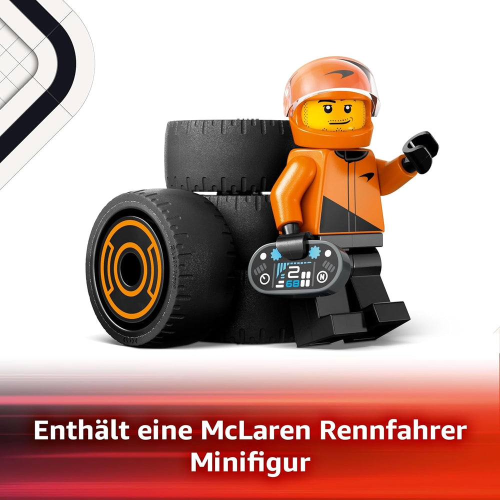 LEGO City F1 Rennfahrer mit McLaren Rennauto - Spielzeug Formel 1 Modell mit Rennwagen und Minifigur - Kleines Geschenk für Jungen und Mädchen ab 6 Jahren oder Motorsport Fans 60442