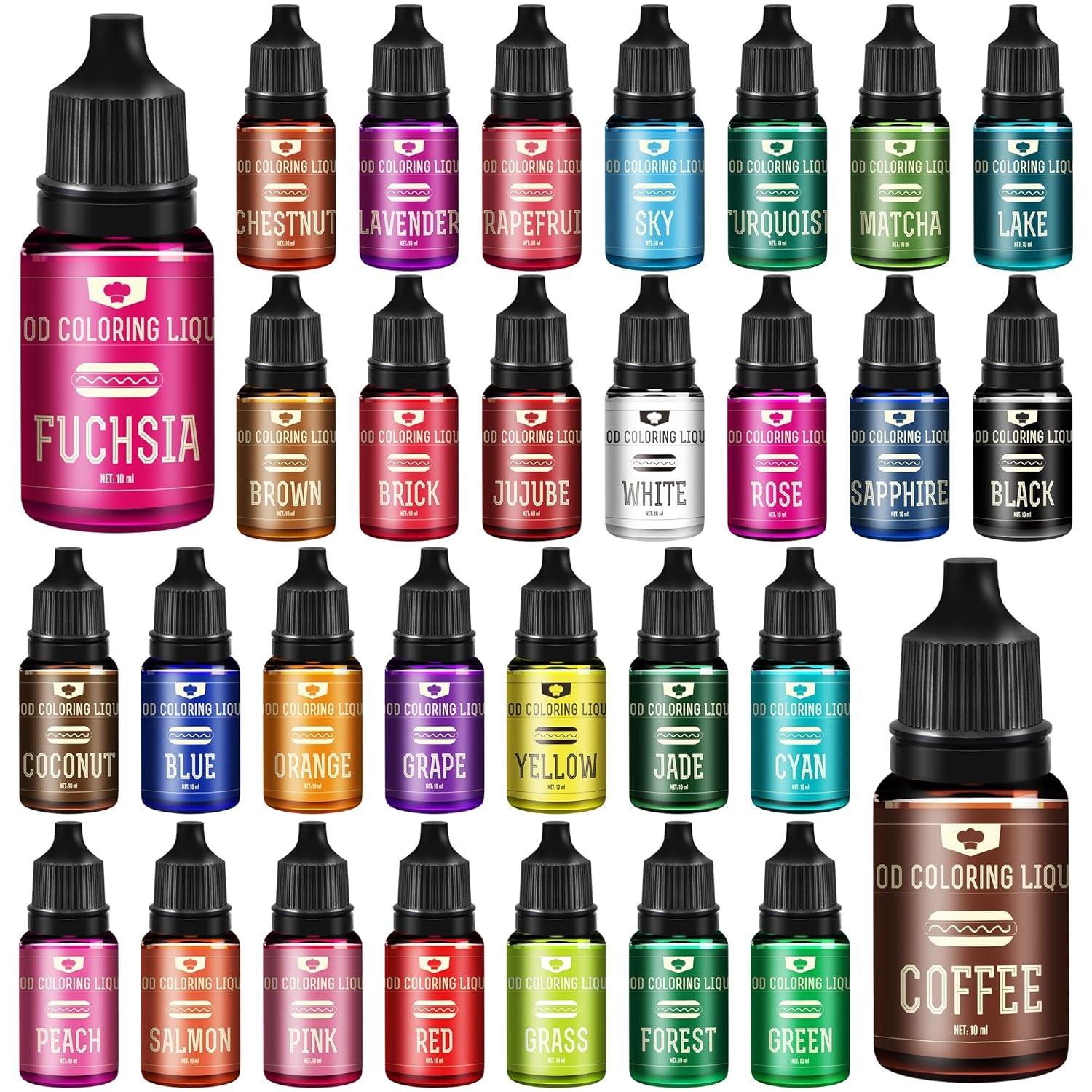 Lebensmittelfarbe - 30 X 10Ml Lebendige Lebensmittel Farben Zum Backen, Kuchen Dekorieren, Zuckerguss, Kekse, Fondant Und Macaron - Flüssige Food Coloring Für Die DIY Seifenherstellung Und Basteln Naty Shop 30 Farben