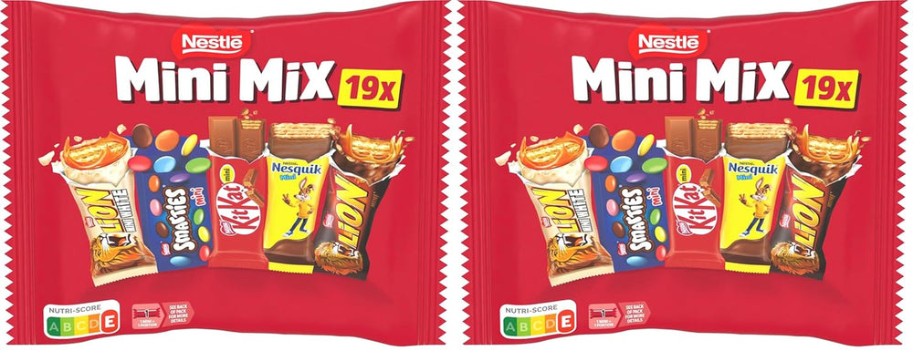Nestlé Mini Mix Batony czekoladowe, pięć pysznych smaków, 19 batonów, opakowanie 2 szt. (1 x 321 g)