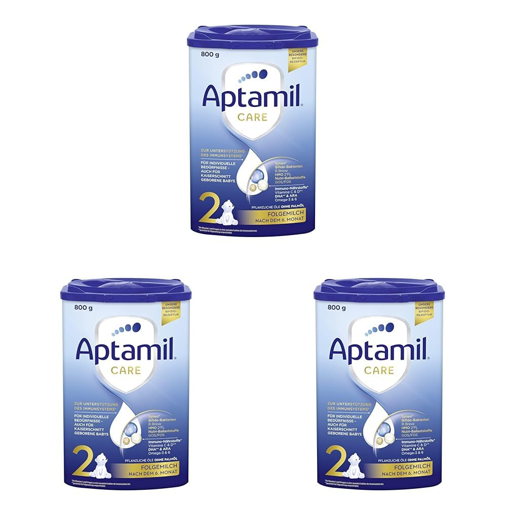 Aptamil Care 2 - Mleko następne po 6 miesiącu, z Omega 3 i 6, DHA i ARA, bez oleju palmowego, żywność dla niemowląt, mleko w proszku, 1 x 800 g (opakowanie 3 szt.)