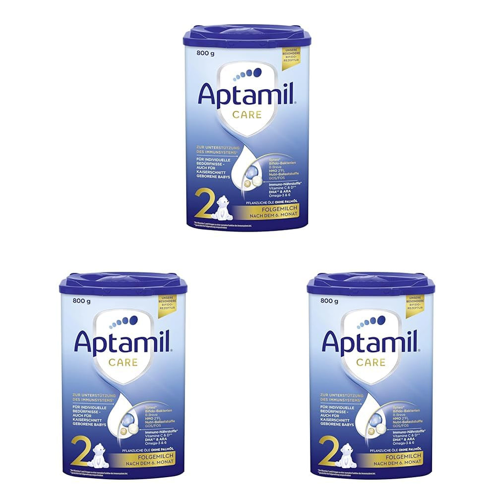 Aptamil Care 2 - Mleko następne po 6 miesiącu, z Omega 3 i 6, DHA i ARA, bez oleju palmowego, żywność dla niemowląt, mleko w proszku, 1 x 800 g (opakowanie 3 szt.)