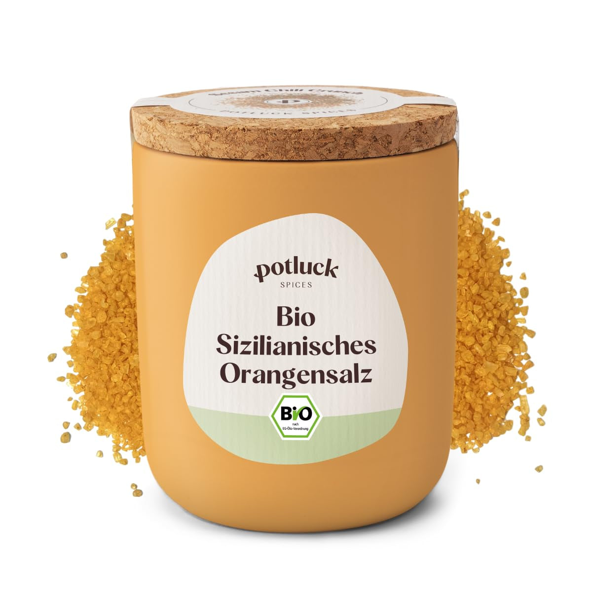 Potluk | Bio Sizilianisches Zitronensalz | Gewürzsalz für Fisch, Meeresfrüchte, Gemüse, Sałatki i Sosy | 140g w Keramiktopf