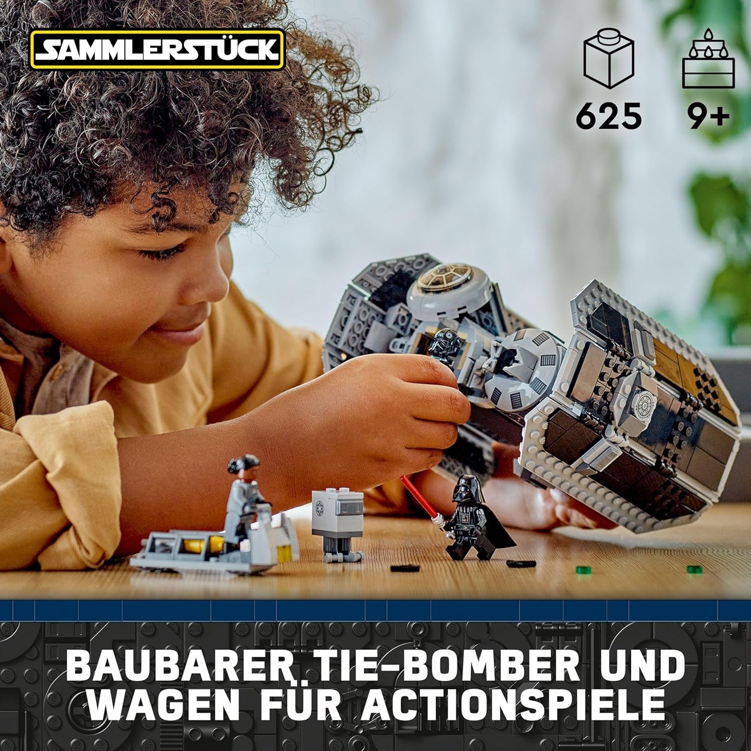 Zestaw LEGO Star Wars Bombowiec TIE z minifigurkami Dartha Vadera z mieczem świetlnym i droidem Gonk, zabawka do zbudowania myśliwca gwiezdnego jako prezent 75347 Zestawy do budowania Besuche den LEGO-Store